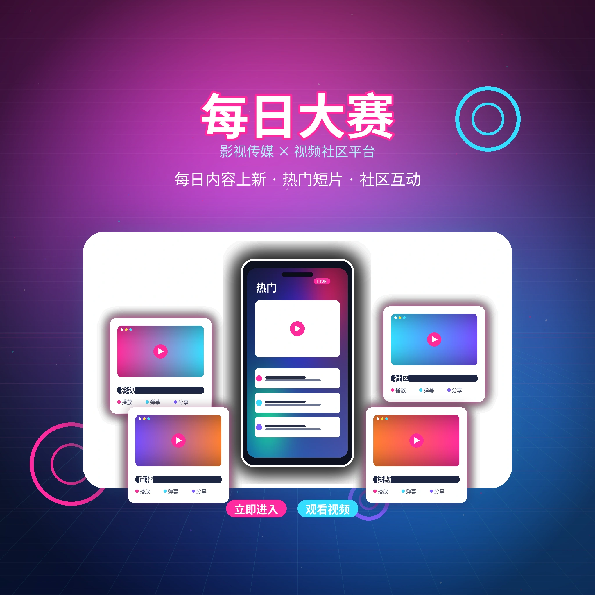 关于每日大赛影视传媒视频社区平台